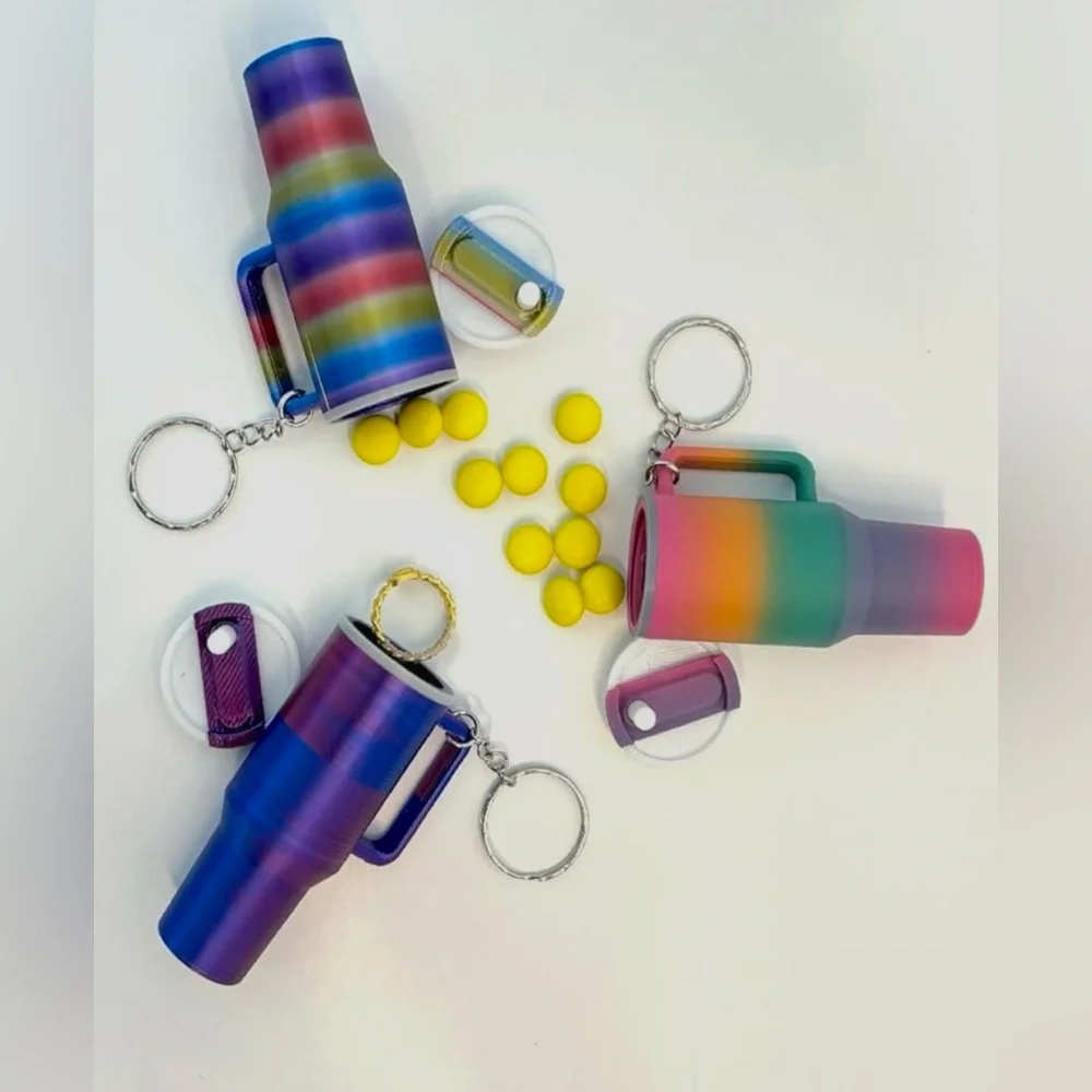Colorful Ombre Stainless Steel Tumbler Keychain - Women Accessories - Picture 3 of 5